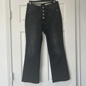 Anthropologie Pilcro & The Letterpress High Rise Flare Jeans Charcoal Wash Sz 27